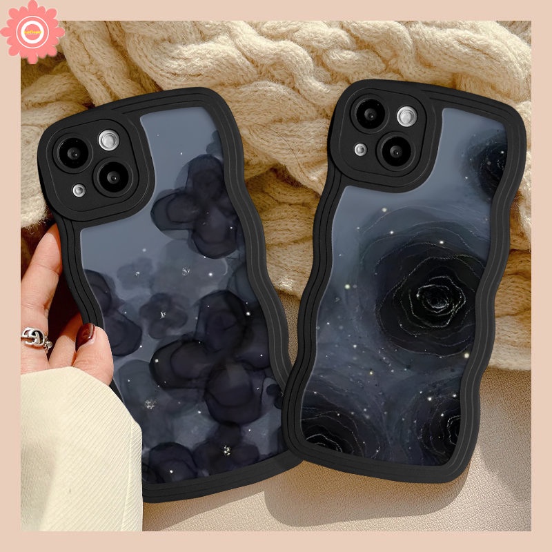 Art Retro Casing Bunga Untuk Realme C53 C15 C12 C33 C35 5 10 8Pro 9i 7 9 Pro+C55 C25 7i 6i 8 5s 8i 5i C21Y C25Y C11 C30 C20 C25s C3 C17 C20A Bunga Vintage Lembut Bergelombang Tepi Sarung