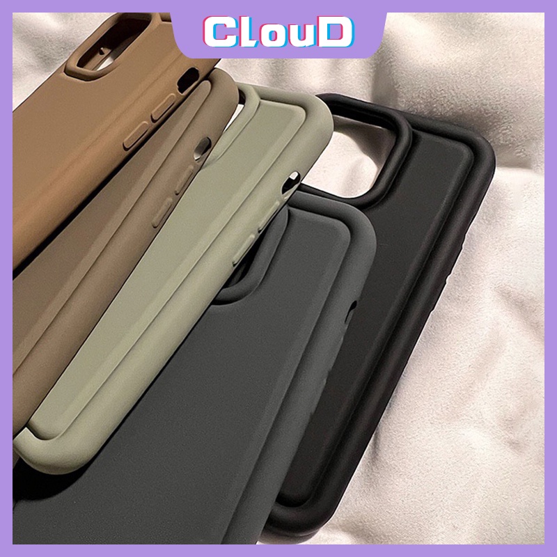 IPHONE Case Kompatibel Untuk Iphone7 8 6 6S Plus 11 14 13 12 Pro MAX XR 7Plus X XS MAX 8Plus SE 2020 Menebal Mewah Simple Warna Solid Airbag Shockproof Matte Lembut Tpu Penutup Belakang