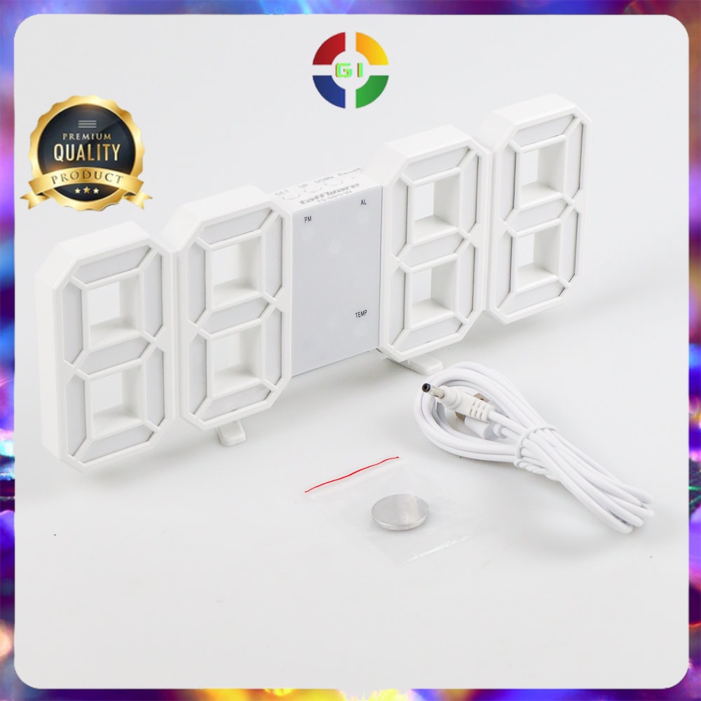 Jam Meja LED Digital Clock White/Blue