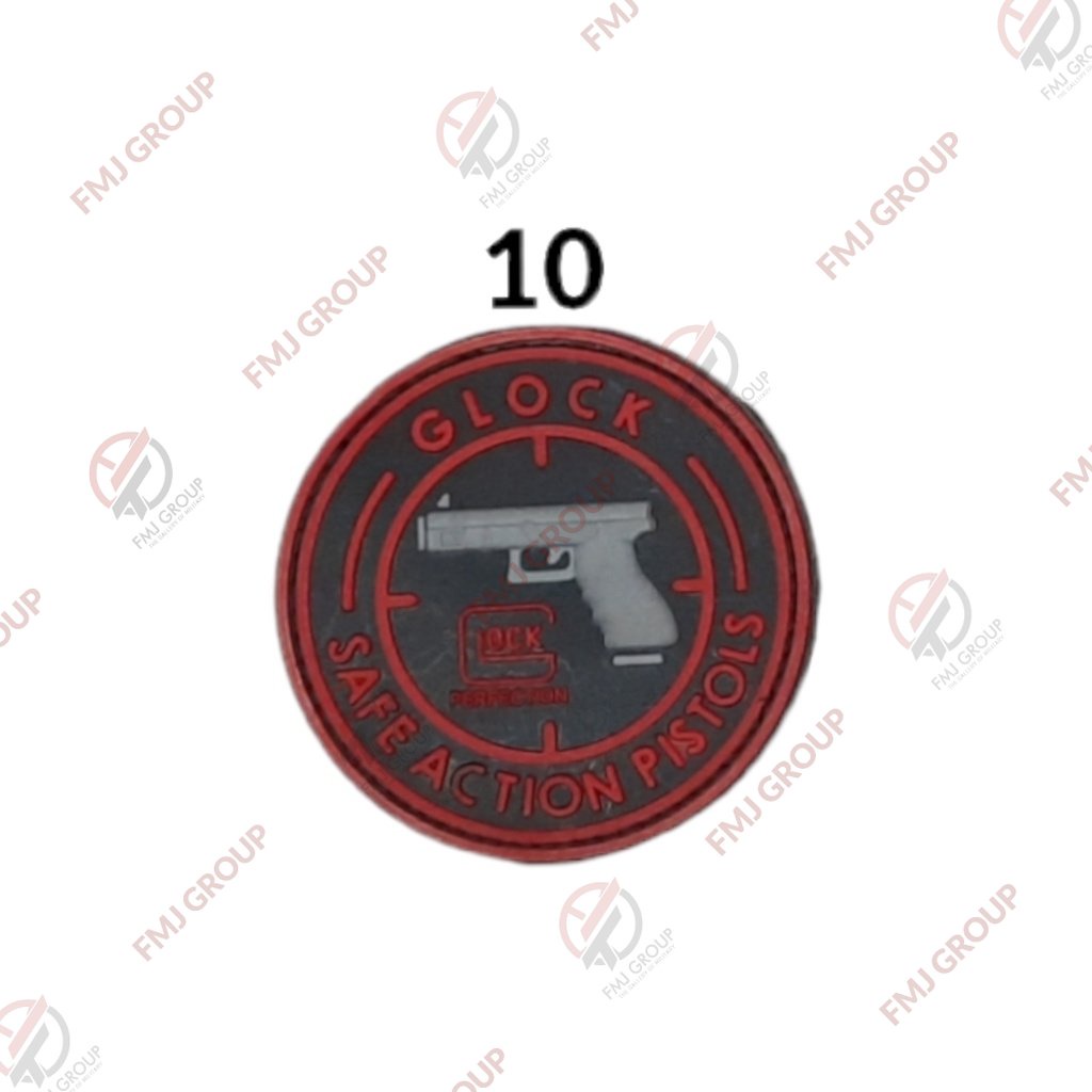 Emblem Patch Rubber Logo Glock, Glock Perfection, Glock Profesional Indonesian Army Velcro Perekat