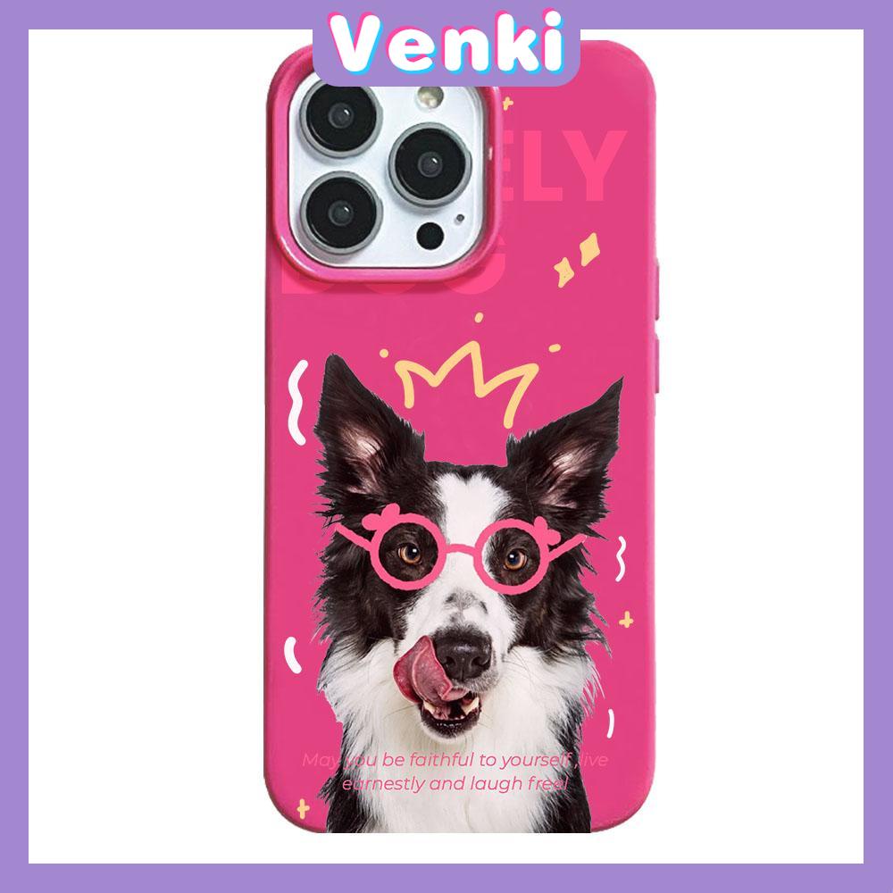 VENKI - For iPhone 11 iPhone Case Red Glossy TPU Soft Case Shockproof Protection Camera Cute Glasses Good Dog Compatible with iPhone 14 13 Pro max 12 Pro Max xr xs max 7Plus 8Plus