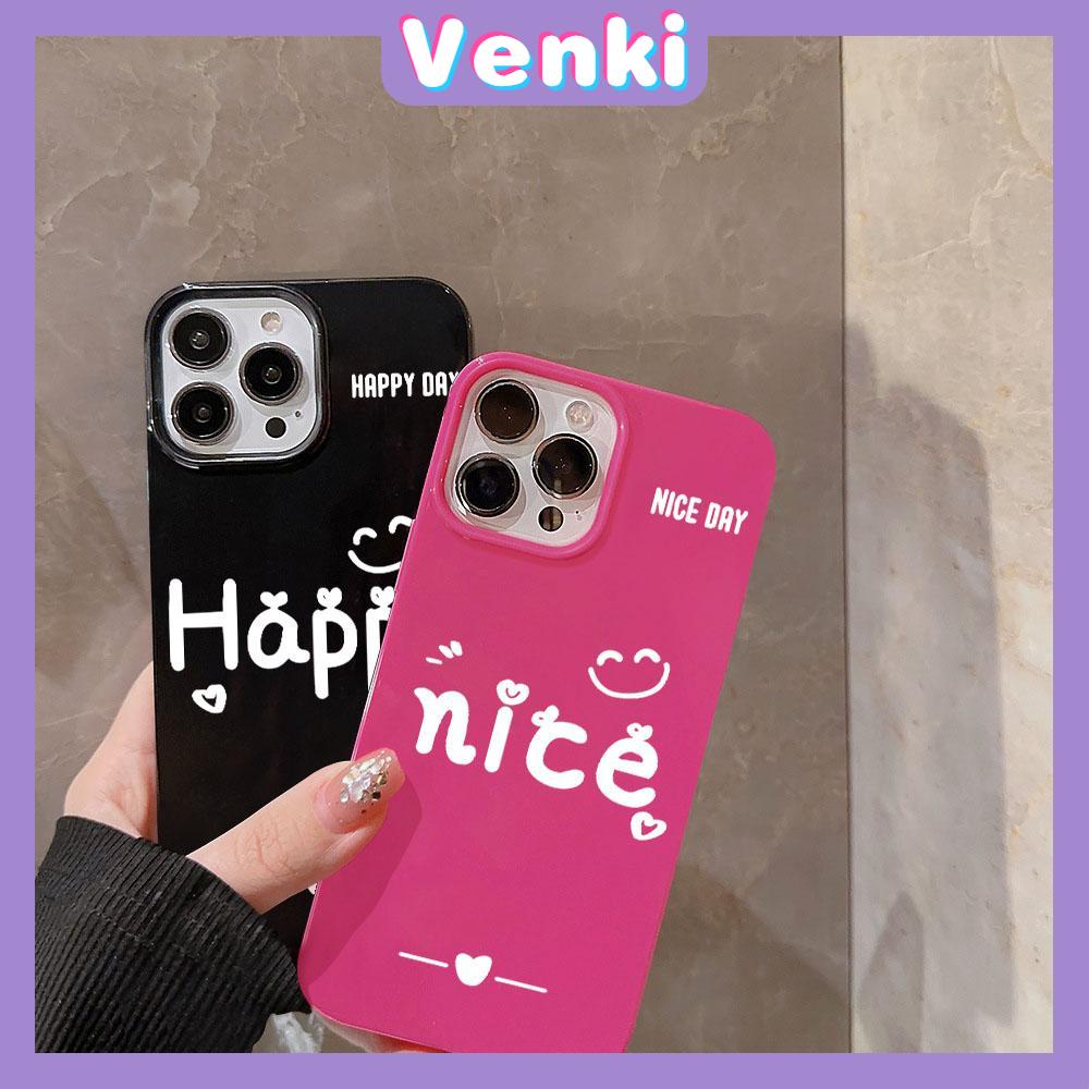 VENKI - For iPhone 11 iPhone Case Black Red Glossy TPU Soft Case Shockproof Protection Camera Simple White English Compatible with iPhone 14 13 Pro max 12 Pro Max xr xs max 7 8Plus