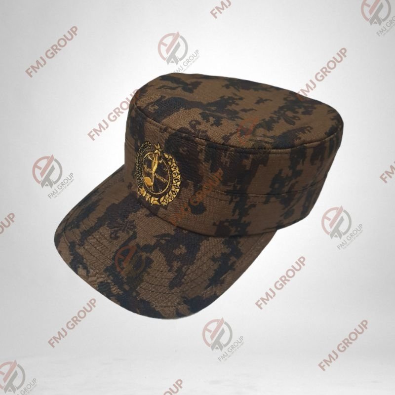 Topi Komando PRAMUKA Cokelat Kopi / Topi Komando Loreng Gurun Terbaru / Topi Komando Logo Pramuka