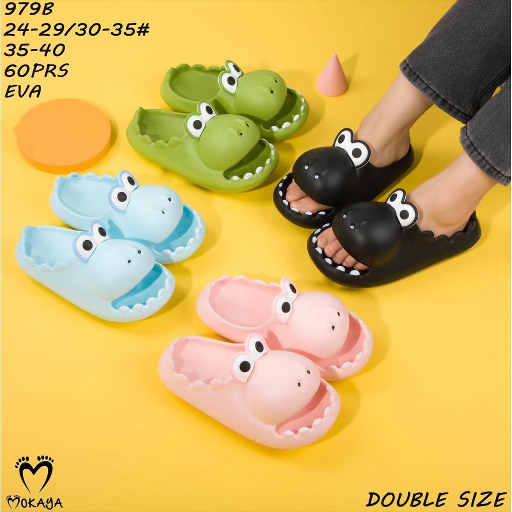 Sandal Slop EVA Wanita dan Anak Cewek Cowok Ban Buaya Crocodile Super Empuk Cute Kekinian Import Mokaya / Size 24-40 (979B)