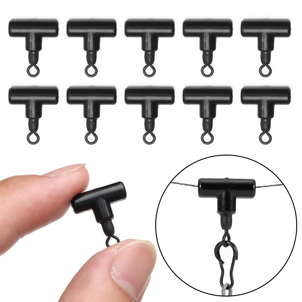 Agustinina Memancing Putar Hooklink Zip Slider Dengan Swivel Running Ledger Zip Black T-Swivel Slider Beads Fishing Tackle Carp Rig Rings Klip