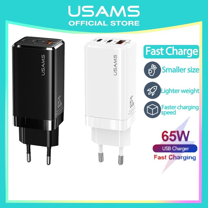 USAMS Original T33 Fast Charging Kepala Charger Fast Charger GaN kabel charger PD/ QC/ AFC/ FCP/ SCP
