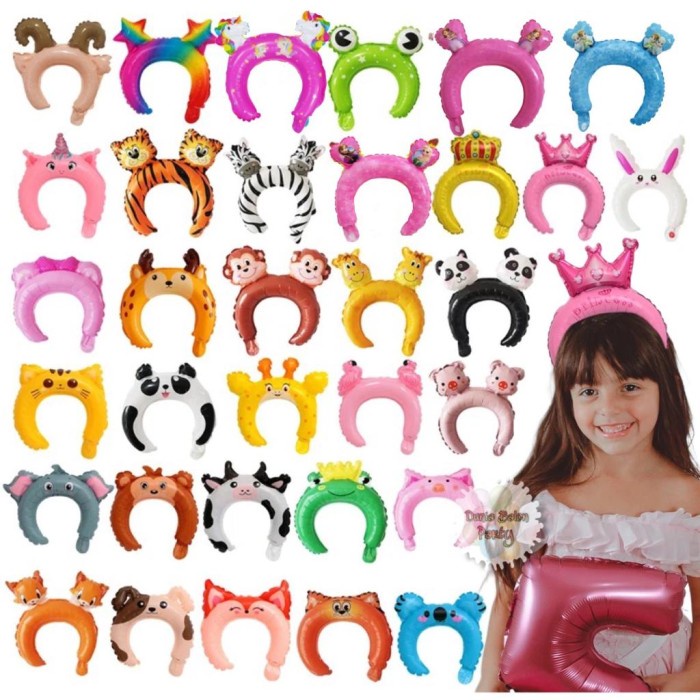 Balon Foil Bando Karakter Animal / Headband Balloon / Balon Bandana