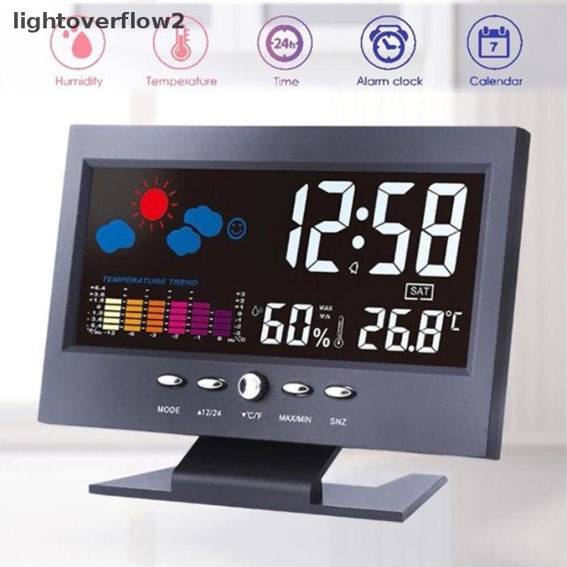 [lightoverflow2] Lcd Layar Warna Digital Backlight Snooze Alarm Clock Weather Forecast Station [ID]