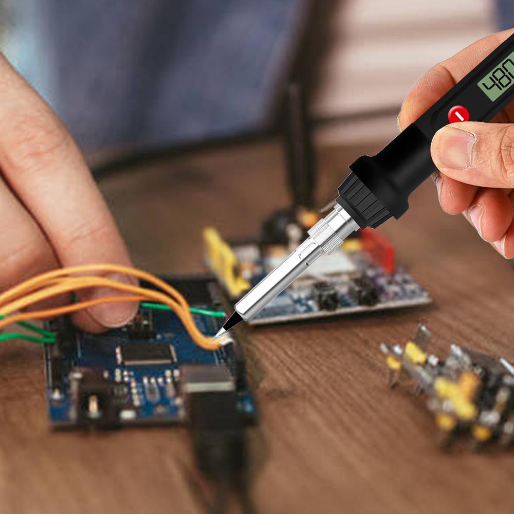 Lanfy Solder Iron Adjustable Temperature 80W Mini Rework Station Soldering Pen Pensil Panas Las Listrik