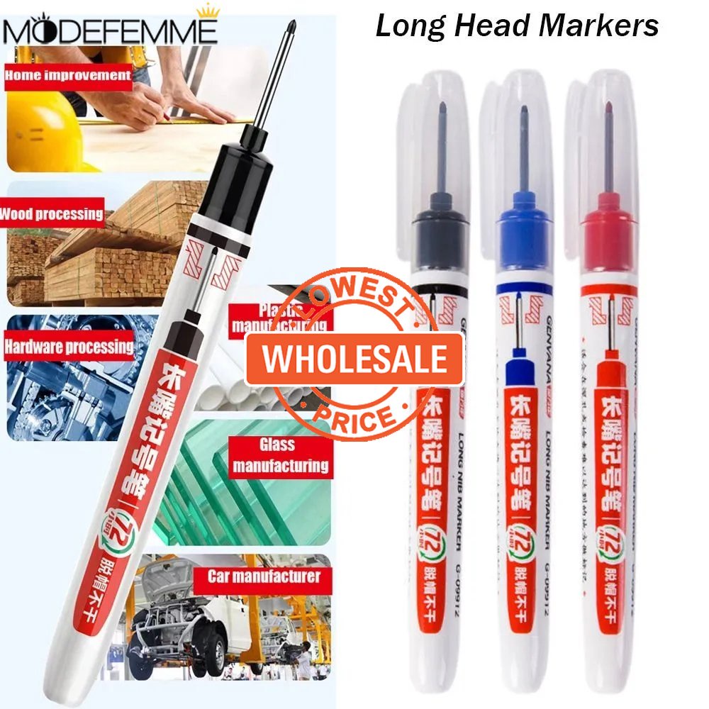 [Harga Grosir] [Unggulan] Pulpen Penanda Kepala Panjang Kamar Mandi Serbaguna Woodworking Dekorasi Long Nib Head Oil Markers Deep Hole Extended Marker Pen Tinta Merah/Hitam/Biru