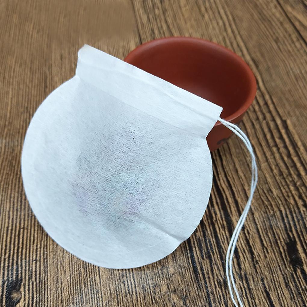 100pcs Tea Bag Round Kosong Kantong Filter Serut Sekali Pakai Kopi Loose Leaf Tea Infuser Paper by Jooan