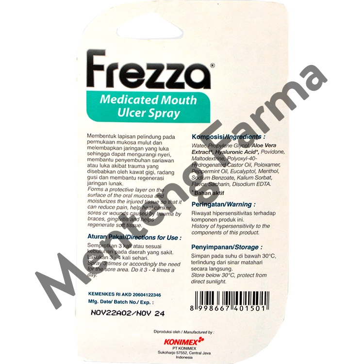 Frezza Medicated Mouth Ulcer Spray 13 mL - Spray Mulut Penghilang Sariawan