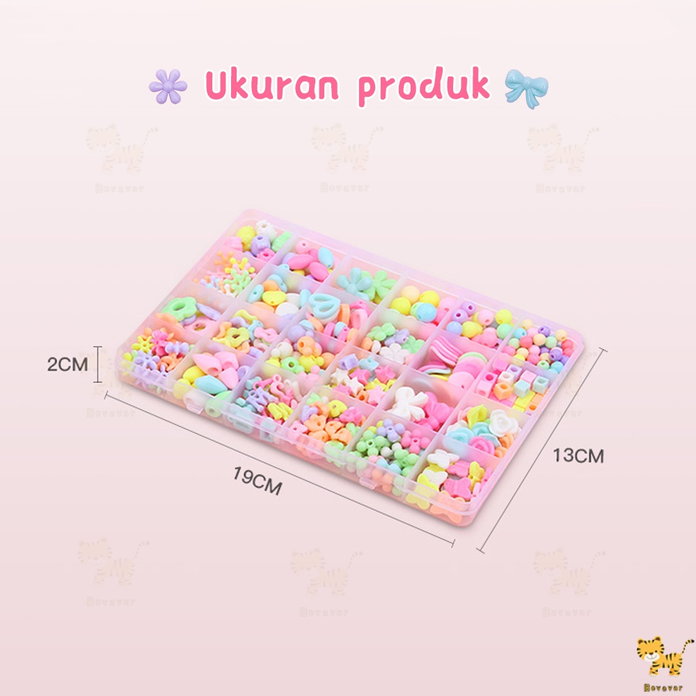 ID Bevavar Mainan Edukasi kreatifitas anak Meronce Gelang/big beaded set Kotak Manik Meronce/set DIY kalung/gelang/cincin anak