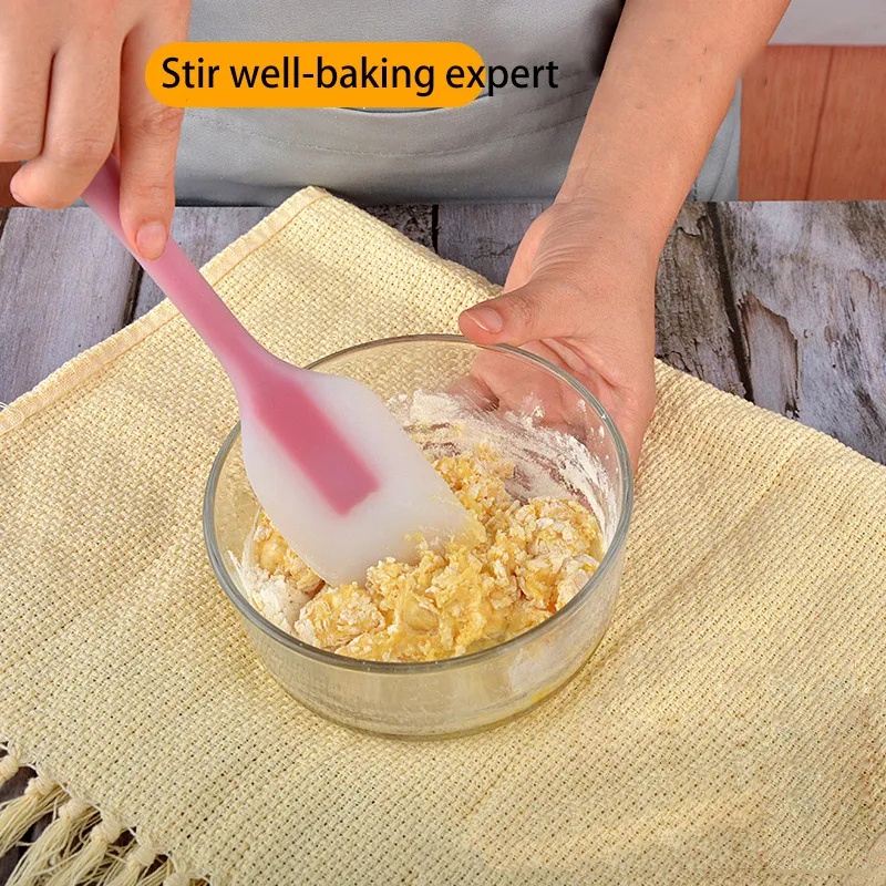 Scraper Mentega Silikon Tembus/Spatula Krim Suhu Tinggi Kecil/Alat Kue Baking DIY