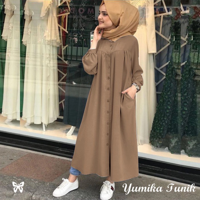 BAJU GAMIS WANITA  GAMIS KATUN DENIM YUMIKA - Biru