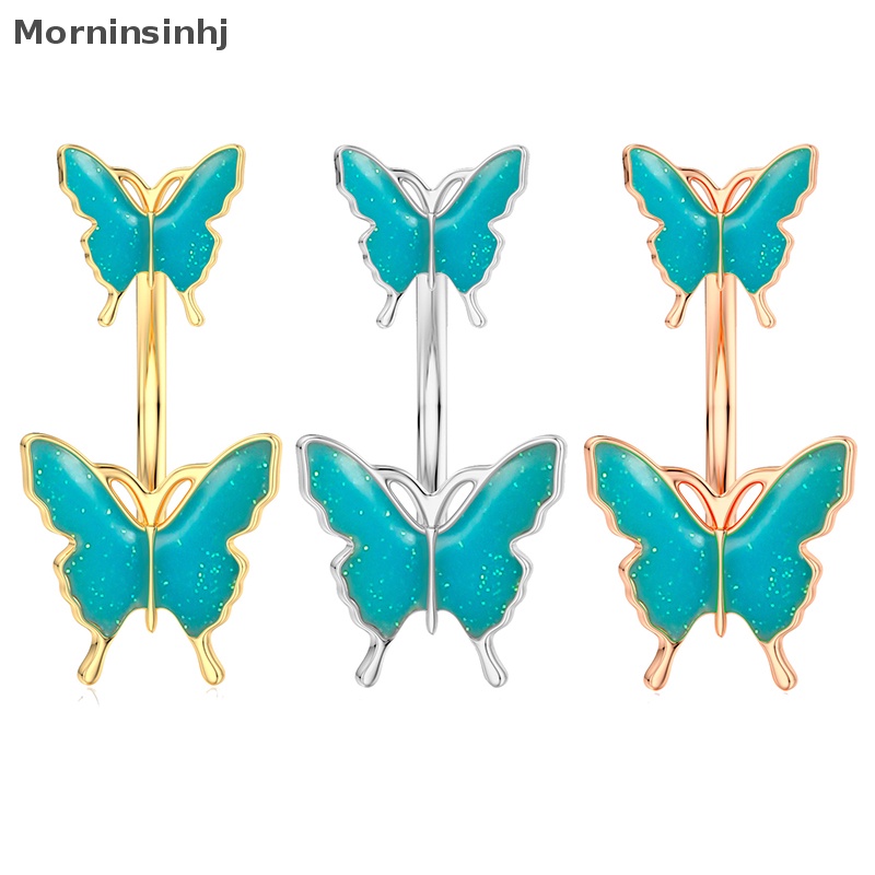 Mornin Stainless Steel Butterfly Belly Button Rings Drip Minyak Pusar Belly Ring Untuk Wanita Gadis Tubuh Perut Perhiasan Hadiah id