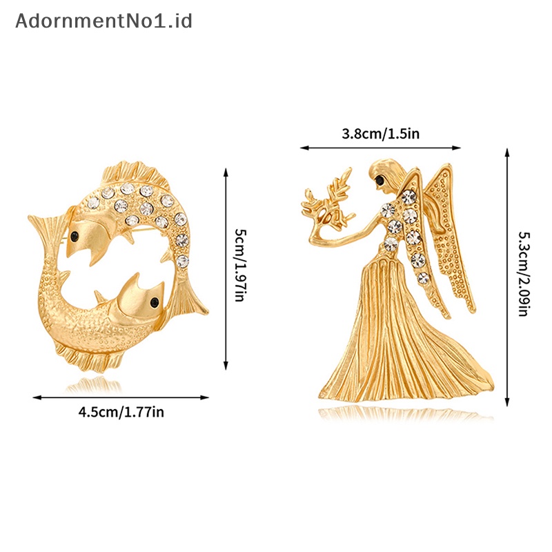 [AdornmentNo1] Kreatif Warna Emas Zodiak Bros Wanita Sederhana Berlian Imitasi Hewan Lencana Pria Pin Aksesoris Pesta Festival Hadiah [ID]