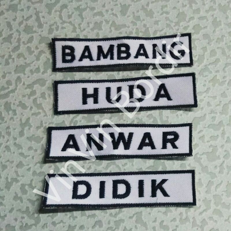 

Bordir Nama Dada NameTag Bordir Nama Satpam Securitybisa pesan satuan