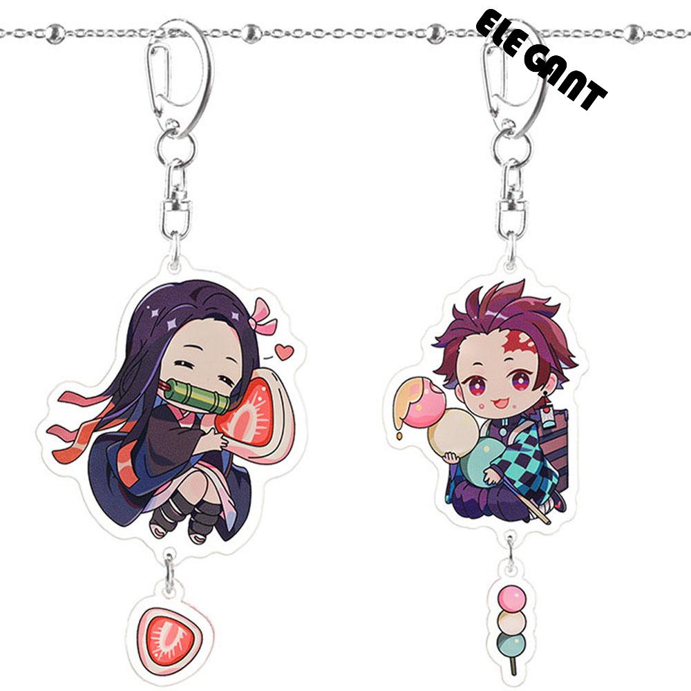 [Elegan] Gantungan Kunci Demon Slayer Nezuko Zenitsu Miniatur Tanjirou Inosuke Scultures Kyoujurou Key Ring