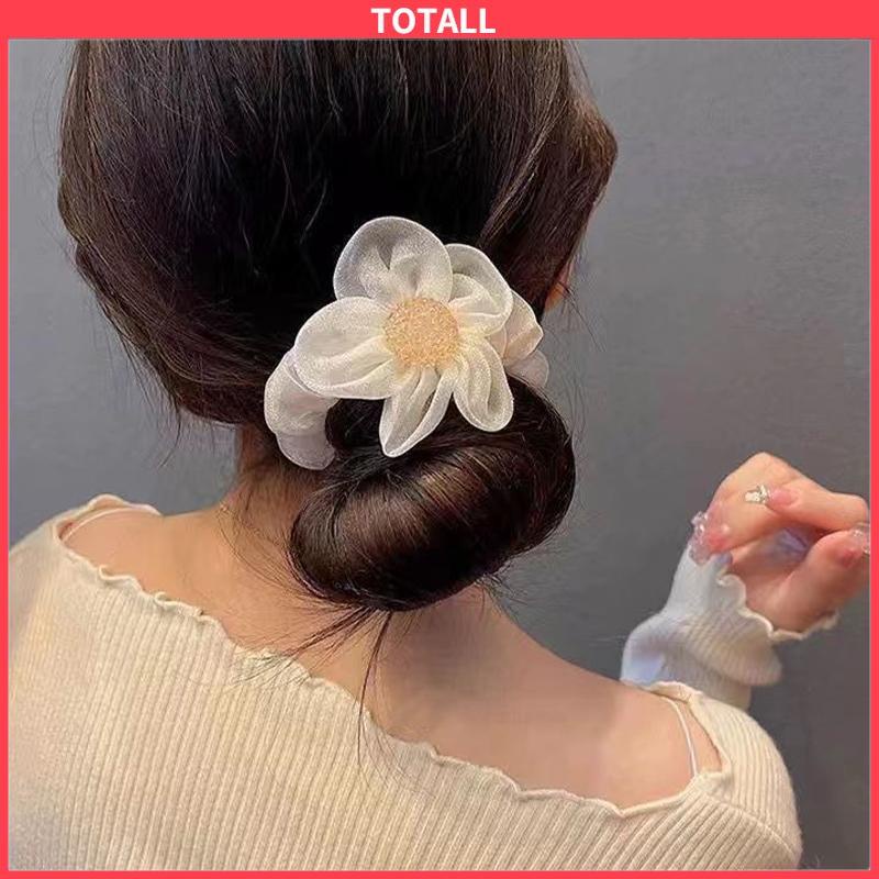 COD Ikat Rambut Scrunchie Korea Perempuan Model Bunga Daisy Aksesoris Wanita-Totall