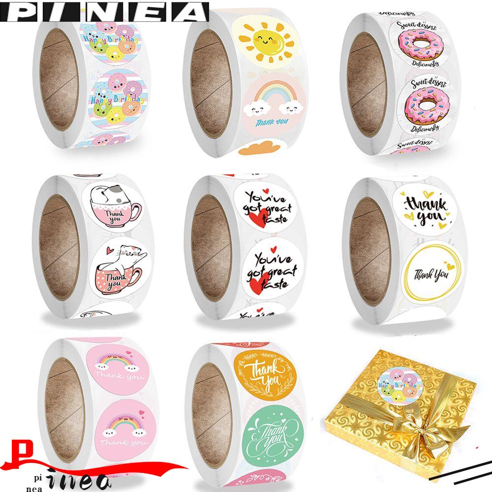 Stiker Nanas Thank You Perlengkapan Pesta Hadiah Dekorasi Sun Rainbow Donat Amplop Kemasan Segel Label