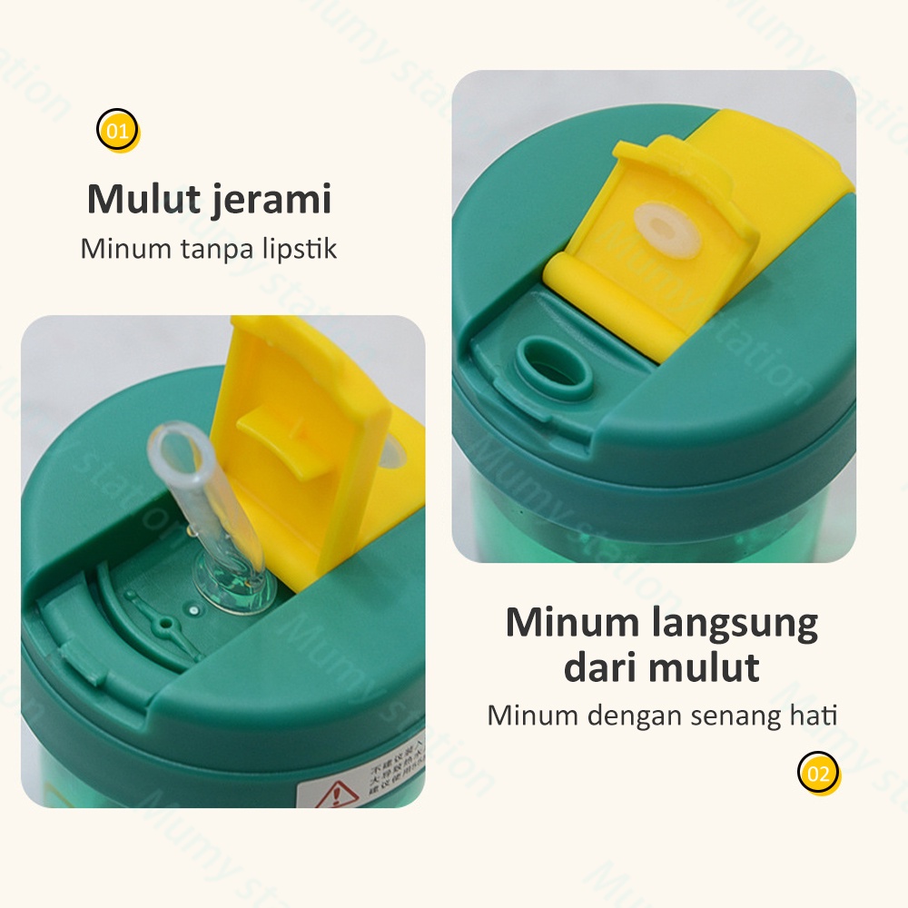 Mumystation botol minum cher portable 300ml Dengan Sedotan Anti Bocor / botol minum anak Sedotan botol
