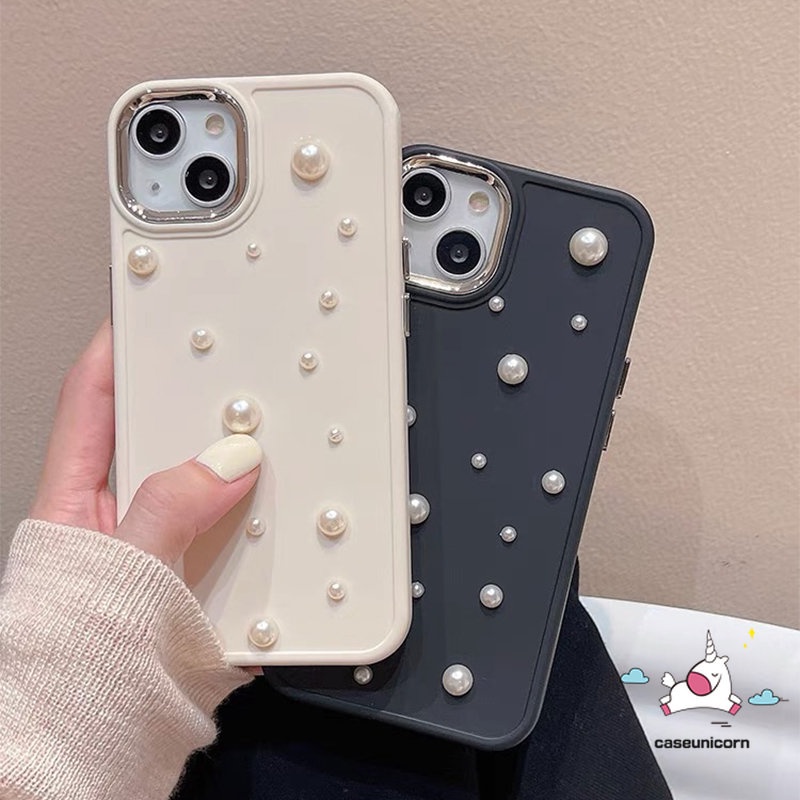 Casing Elektroplat Mutiara 3D Langit Berbintang Romantis Kompatibel untuk IPhone 11 Pro MAX 7plus 13 14 12 Pro MAX 14 7 8 Plus XR X 8plus XS MAX Mewah Pelapisan Sederhana Shockproof Soft TPU Case