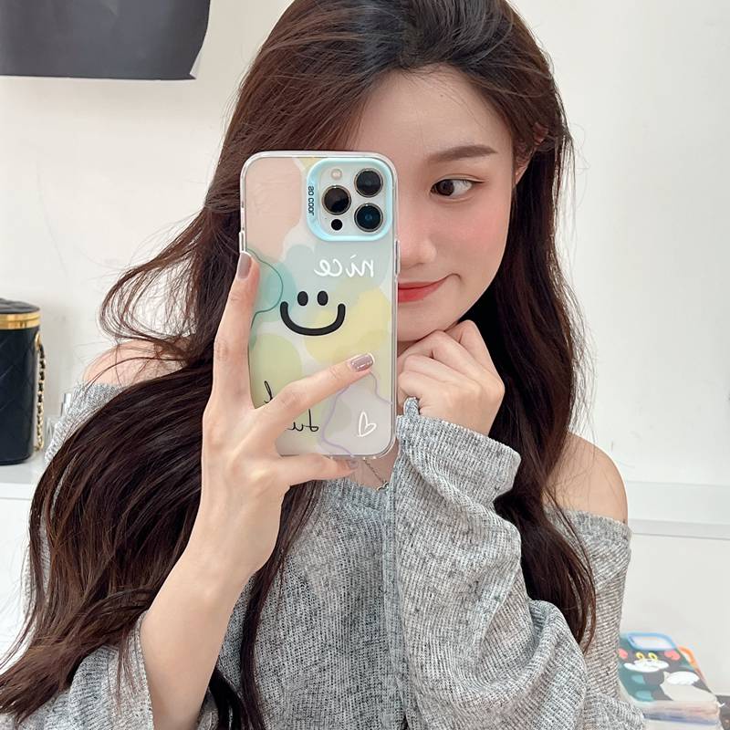 Nice Colorful Gradient Smile Skin Feel Soft Case HP iP iPhone 12 13 14 Pro Max 11 Girl Woman FTD Casing Apple