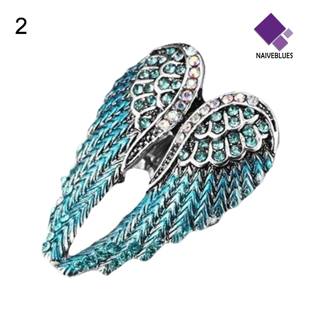 &lt; Naiveblues &gt; Lady Fashion Multicolor Berlian Imitasi Sayap Malaikat Pesona Cincin Perhiasan Hadiah