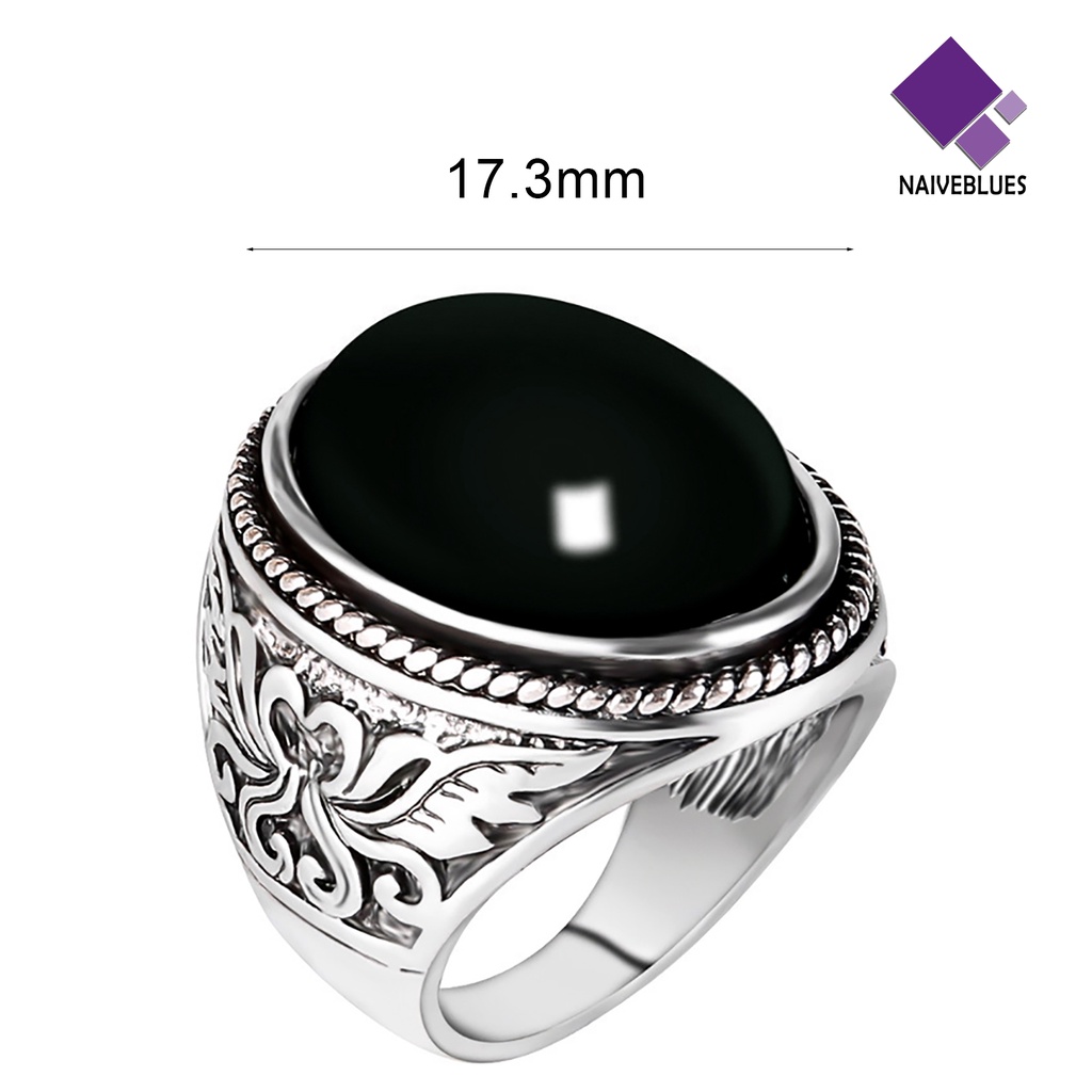 &lt; Naiveblues &gt; Pria Vintage Buatan Permata Ukiran Band Jari Cincin Perhiasan Perjamuan Hadiah