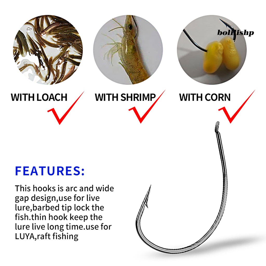 Bo-10pcs Loach Hook Tajam Kuat Tembus Tahan Korosi Anti Karat Stabilitas Tinggi Laju Ikan Tinggi Baja Karbon Tinggi Kekuatan Tinggi Lembut Cacing Fish Hook Peralatan Memancing