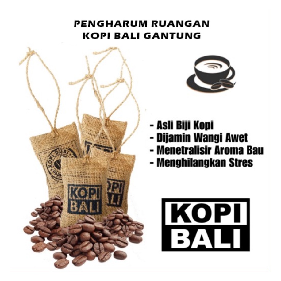 BAJ Pengharum Pewangi Gantungan Mobil Biji KOPI BALI Parfum Ruangan Aroma Coffee Lampung Krakatau Gayo SS076