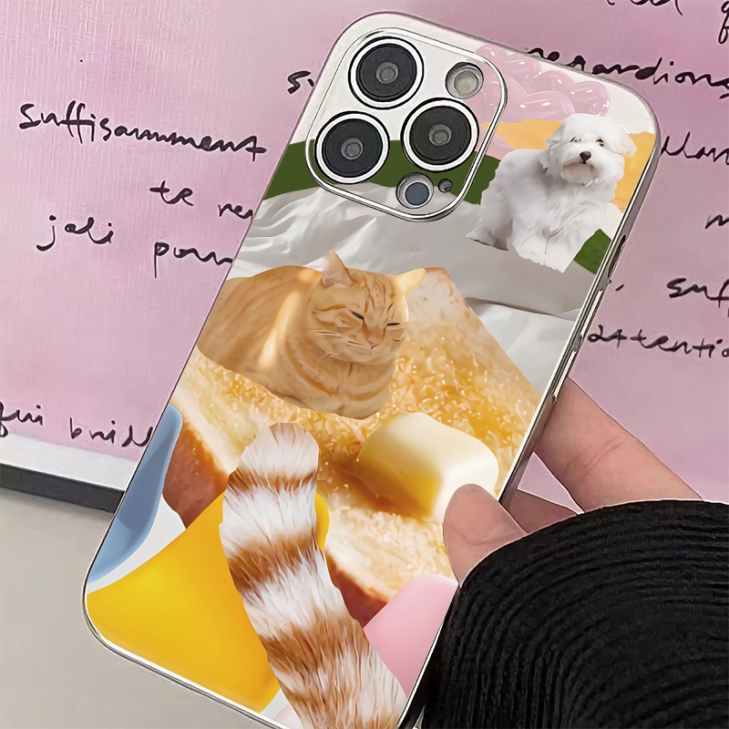 IPHONE Kucing Kupon Lucu Lembut Electroplate Case Kompatibel Untuk Iphone14 13 12 11 Pro XS Max Casing XR X8 +7 6S Plus Mini TPU Silikon Shockproof Phone Cover