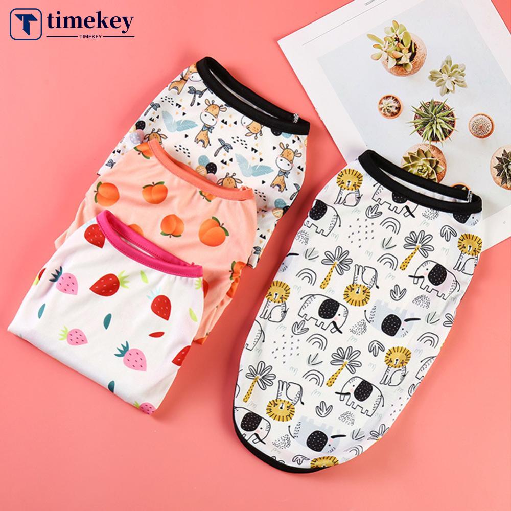 Timekey L-XXL Musim Panas Lucu Motif Buah Anjing Peliharaan Rompi Lembut Motif Kartun Pakaian Anak Anjing Nyaman Untuk Kucing Anjing Kecil Sedang Semua Musim N1S6