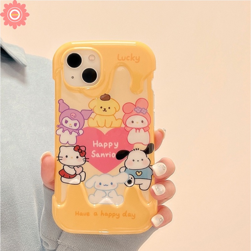 IPHONE Case Es Krim 3D Korea Kompatibel Untuk Iphone11 14 13 12 Pro Max 7Plus 8Plus XR 7 8 Plus X XS Max SE 2020 Lucu Pochacco Kuromi Hello Kitty Kartun Crayon Shin-chan Soft Cover