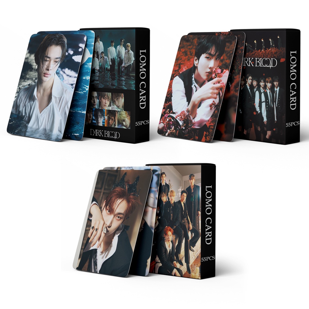 55pcs /box EN-HYPEN 4th Mini Album DARK BLOOD Photocards FULL HALF NEW Ver. Kartu Lomo ENHYPEN Kpop Postcards