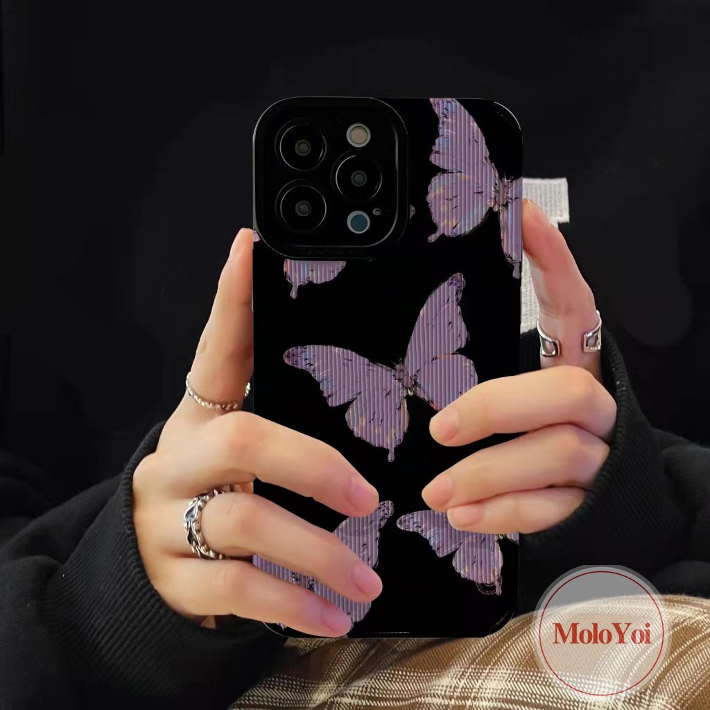 IPHONE Casing Pasangan Tekstur Kulit Mewah Kompatibel Untuk Iphone8 7 Plus XR XS X Max 7Plus 8Plus 11 13 14 12 Pro Max Retro Butterfly Trendy Merek V-A-N-S Lattic Lembut Shockproof Cover