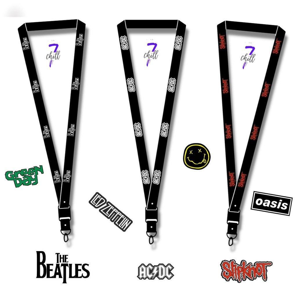 

Lanyard Band Nirvana Oasis ACDC Slipknot ID Card Custom Tali Gantungan Pods Name Tag Kartu Nama