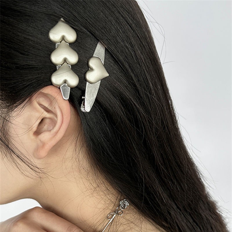 Logam Cinta Hair Clip Poni Klip Aksesoris Rambut Korea Simple Retro