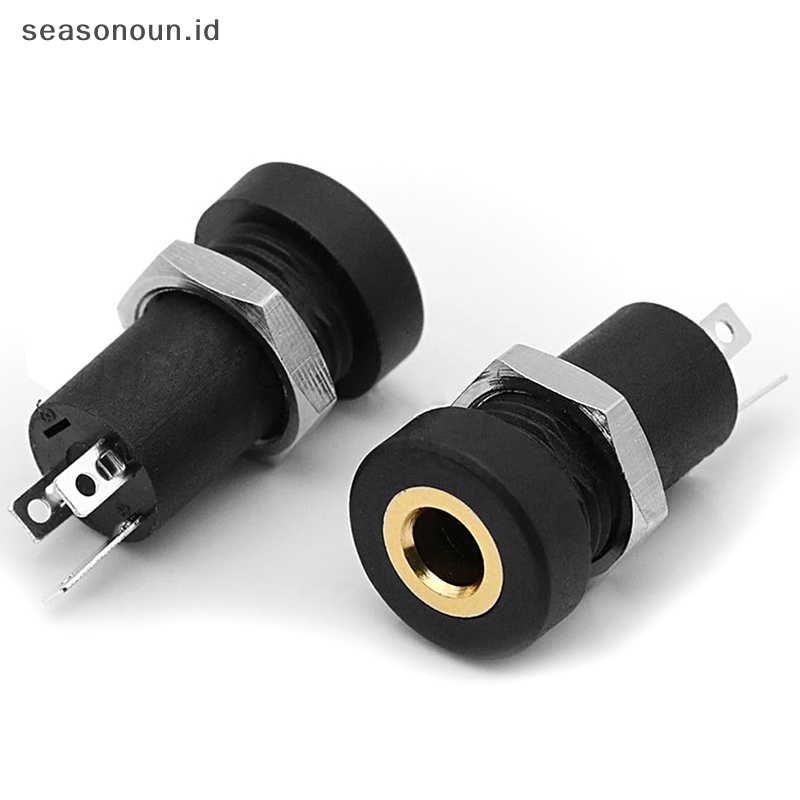 Seasonoun 1Pcs PJ392A 3.5MM Audio Jack Socket 3tiang Hitam Dudukan Panel Solder Stereo Kaki Tiga Atau Empat Dengan Drat Sekrup Internal.