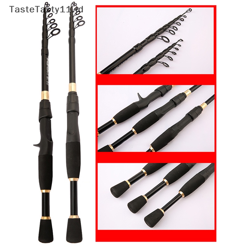 Tastetasty Portable Casg Spin Carbon Fiber Telescopic Retractable Lure Rod Peralatan Pancing Pancing Pegangan EVA.