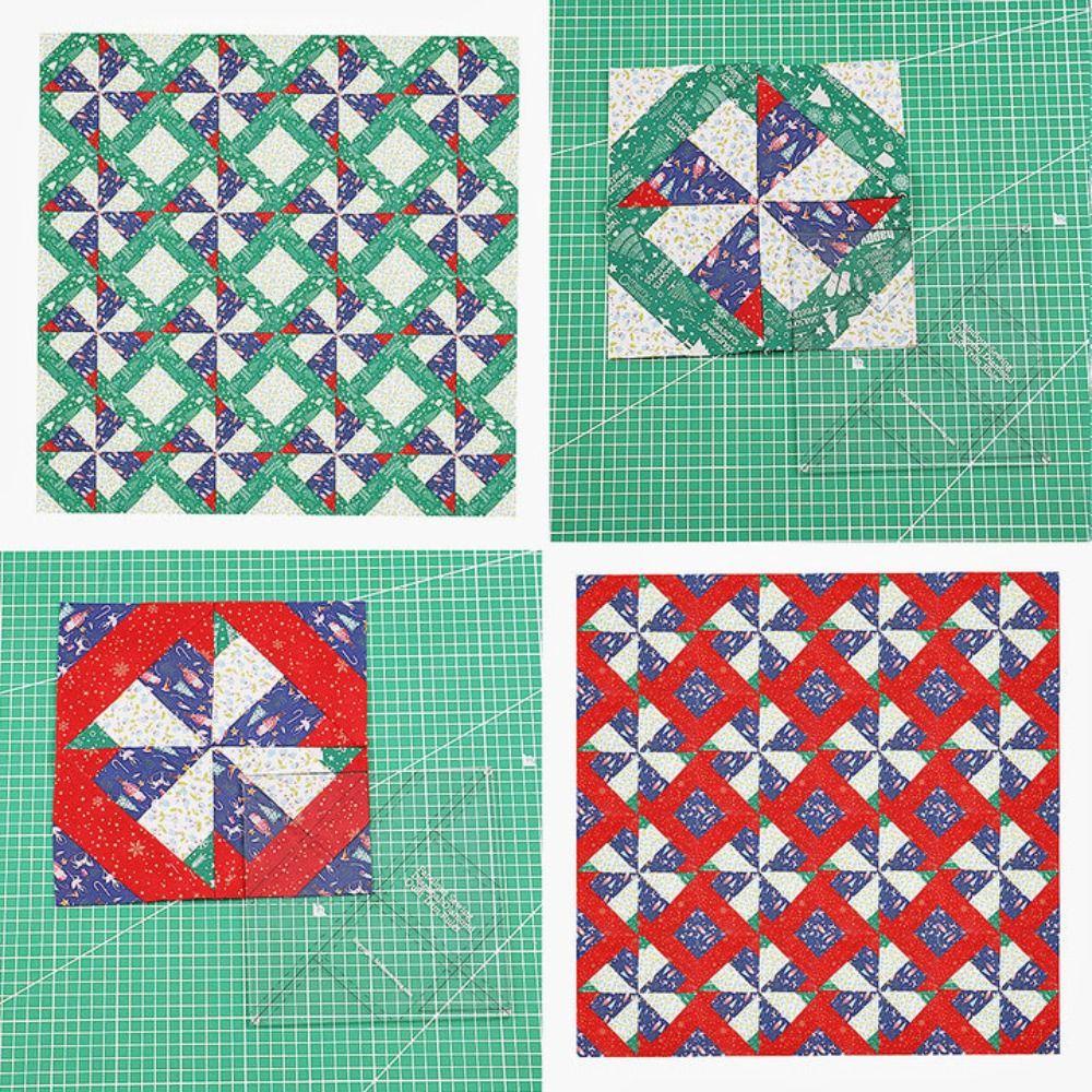 Penggaris Quilt Berlian Diagonal Nanas Baru Tahan Lama Dengan Petunjuk|Alat Quilting Template Quilting