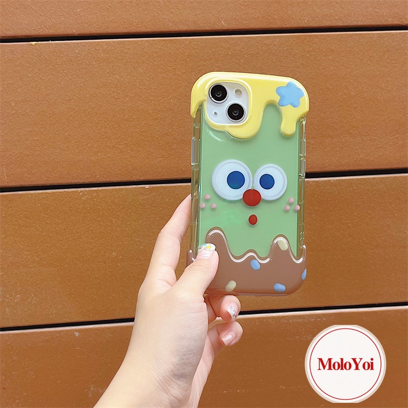 Casing Silikon Lembut Es Krim 3D Estetik Korea Kompatibel Untuk IPhone XR XS X Max 8Plus 7Plus 14 12 13 11 Pro Max8 7 Plus SE 2020 Kartun Pasangan Ekspresi Lucu Imut Penutup Belakang