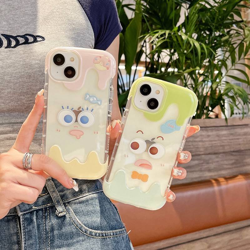 【3D Ice Cream】Couple Funny Clear Soft Case IPhone 7 8 Plus XR XS Max 11 12 13 14 Pro Max 14 Plus for Women Girl Gift Cartoon Cute Funny expression