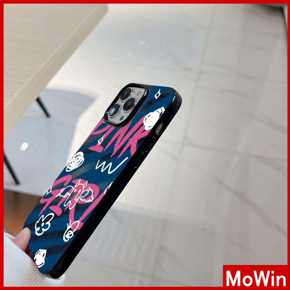 For iPhone 14 Pro Max iPhone Case Black Glossy TPU Soft Case Shockproof Protection Camera Pink Girl Graffiti Compatible with iPhone 13 Pro max 12 Pro Max 11 xr xs max 7Plus 8Plus