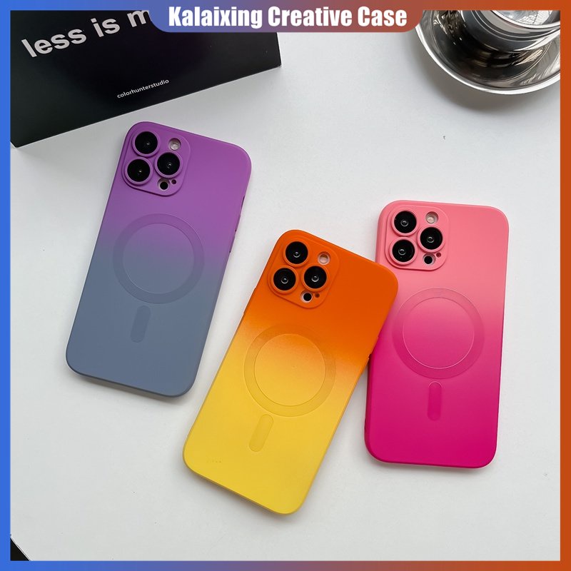 IPHONE Casing Ponsel Fungsi Magnetik Gradasi Untuk Iphone14Plus14Pro Max13Pro Max13Pro 13pro 14pro11dengan Film Perlindungan Lensa Silikon Lembut Penutup Belakang