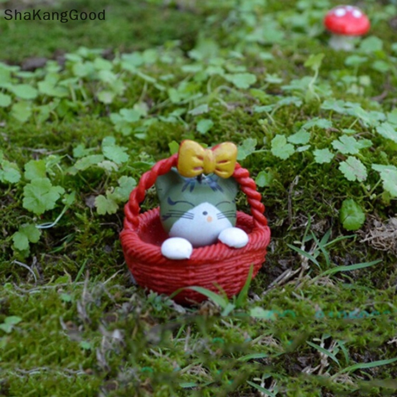 Ornamen Kucing Taman Selip Patung Miniatur Kerajinan Resin Tanaman Peri Dekorasi Rumah Boneka SKK