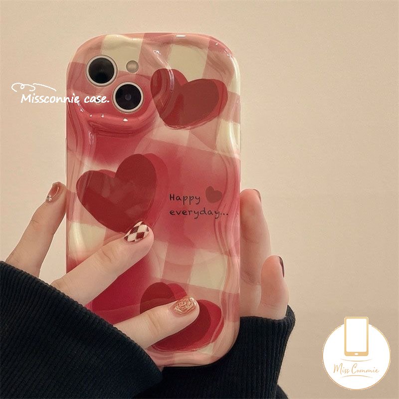 Case Untuk Vivo Y11 Y36 Y02T Y35 Y02 Y17 Y51A Y31 Y95 Y21 Y12s Y16 Y91C Y30 Y91 Y51 Y22 Y12 Y33s Y20 Y15s Y12i Y15 Y15A Y22s Y21s Y20i Tpu 3D Wavy Curved Edge Love Heart Lattice Case