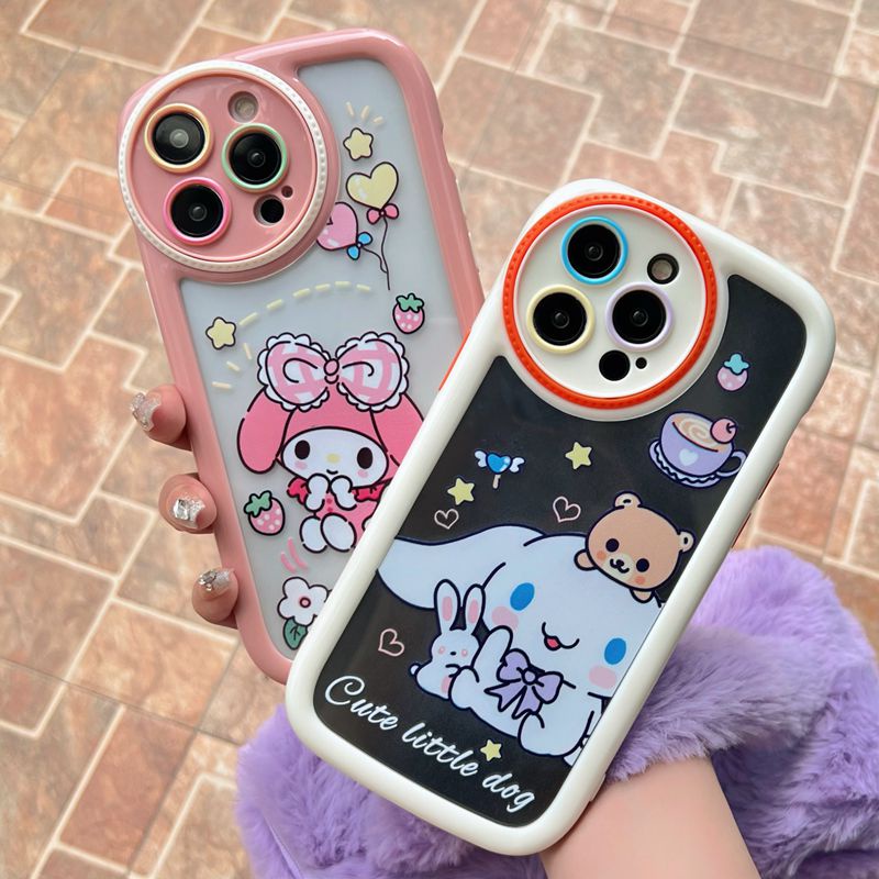 Circular Camera Protect Cream Soft Case IPhone 11 13 12 14 PRO Max Phone Case for Women Girl Cute melody sanrio