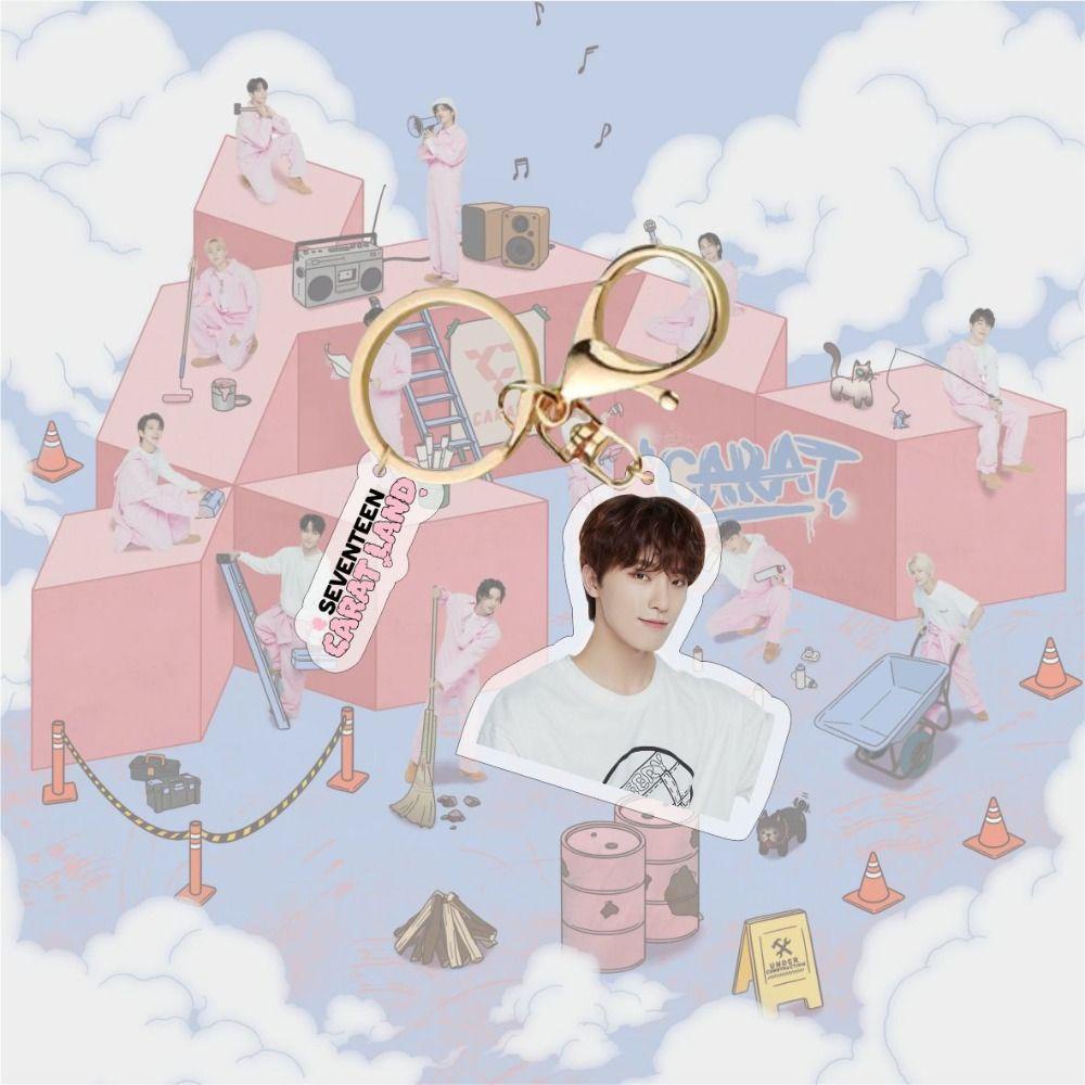 QUINTON Seventeen Gantungan Kunci Kpop Hadiah Tempat Kunci Mobil Perhiasan Handbag Charms Hanging Decoration Acrylic Seventeen Keyring